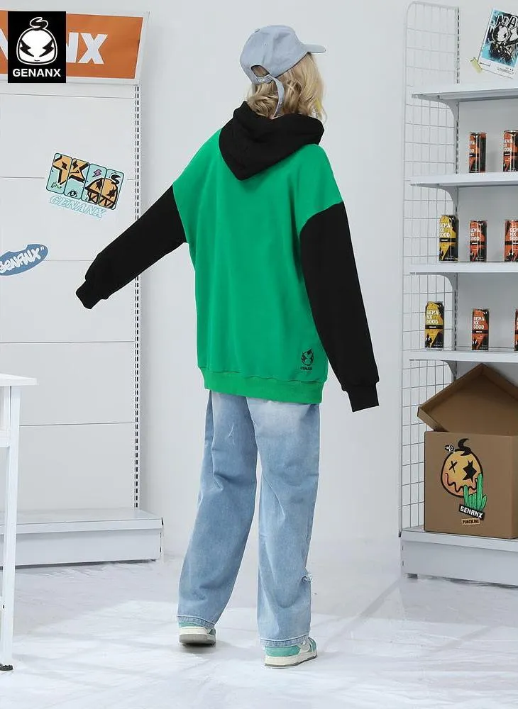 Minimalist Color Block Patchwork Letter Print Hoodies