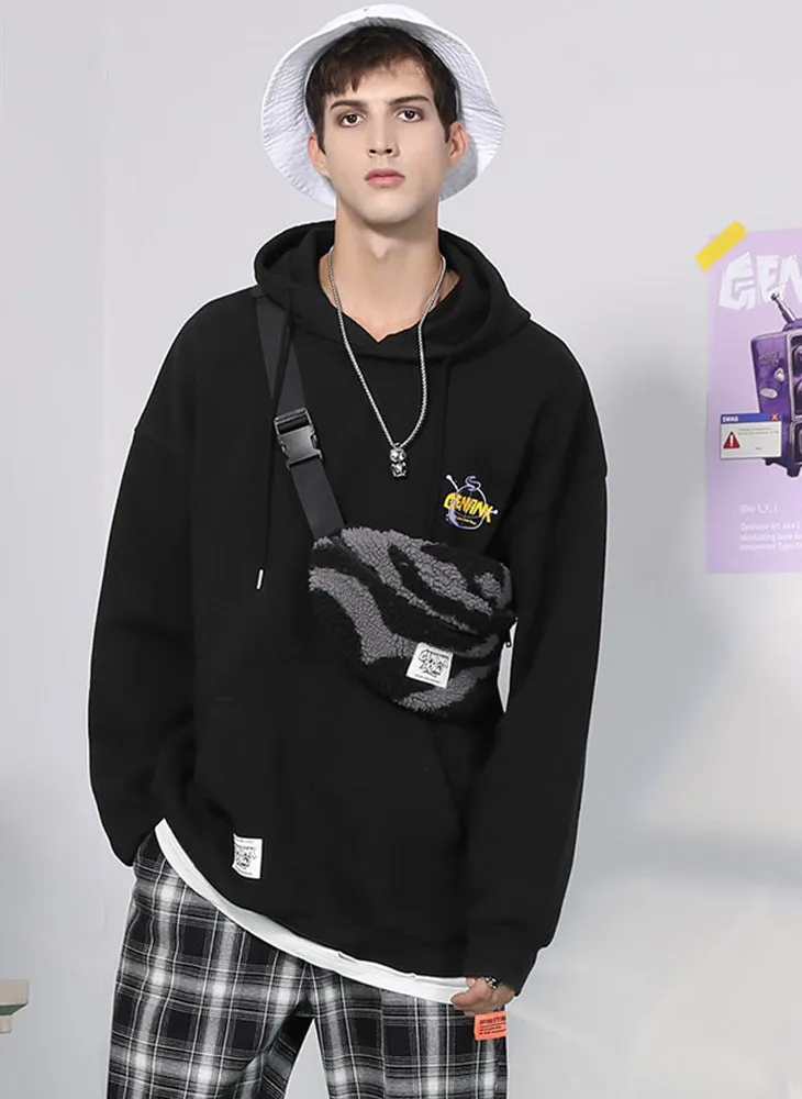 Minimalist Letter Print Kangaroo Pocket Pullover Hoodies