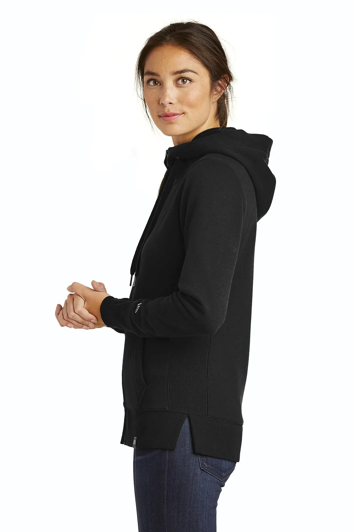 New Era Ladies French Terry Custom Zip Hoodies, Black