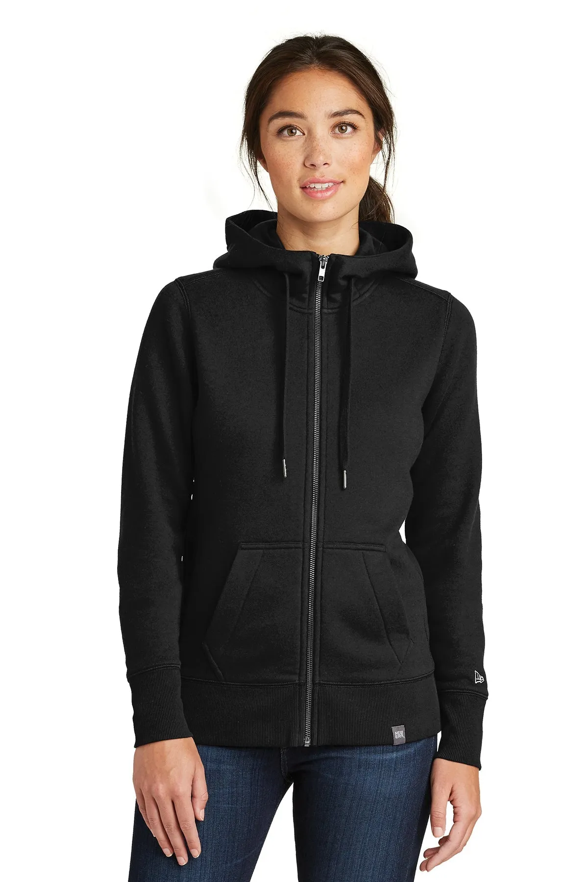 New Era Ladies French Terry Custom Zip Hoodies, Black