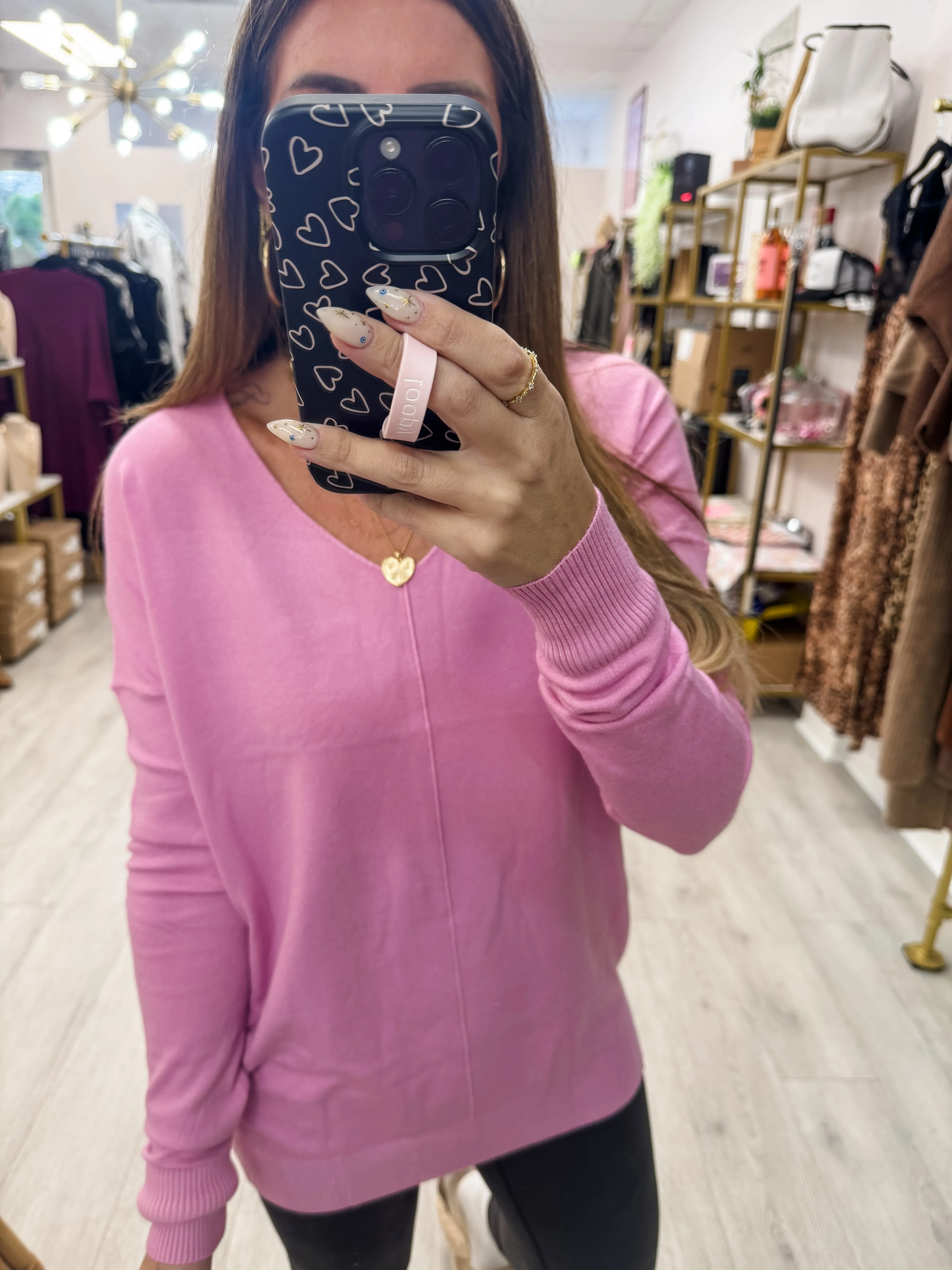 Orchid Basic V Neck Pullover