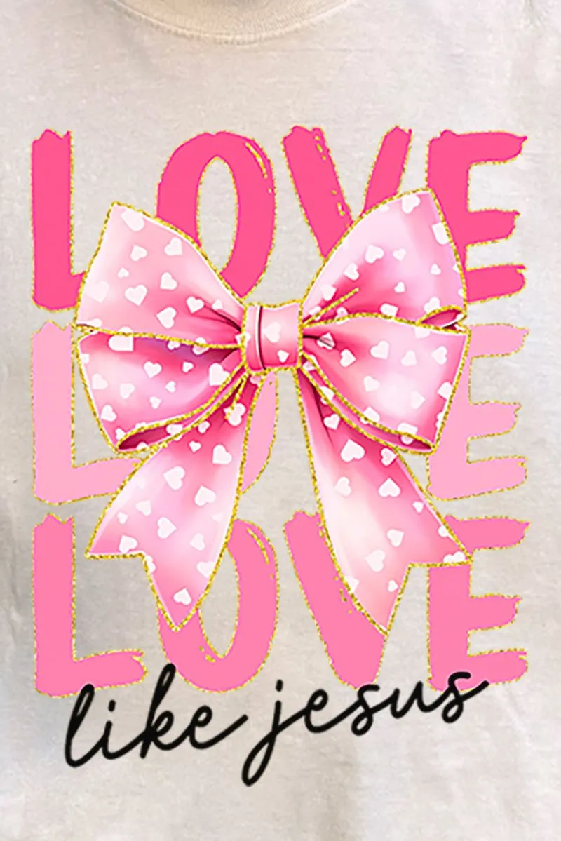 Pink Bow Love Like Jesus Comfort Colors Adult Ring-Spun Cotton Tee