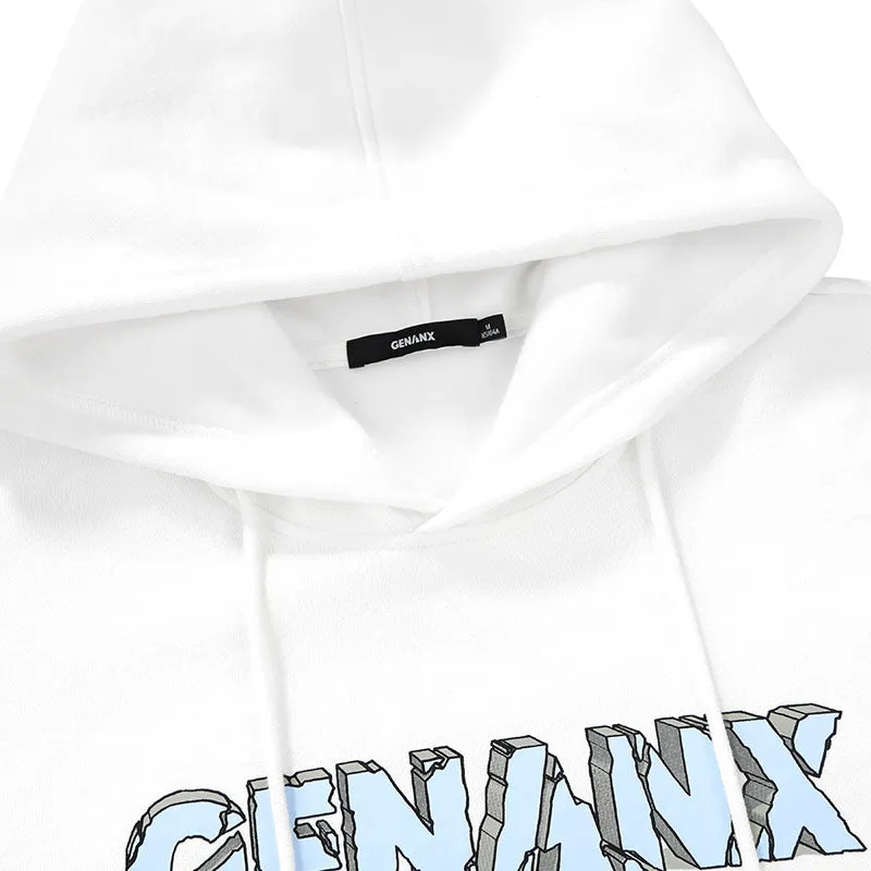 Plain Cartoon Print Kangaroo Pocket Hoodies