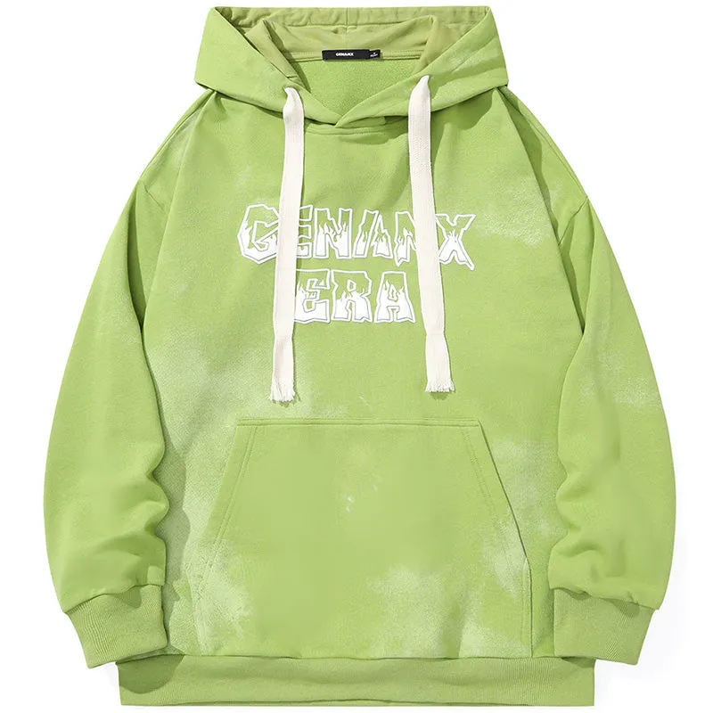 Plain Letter Print Kangaroo Pocket Hoodies