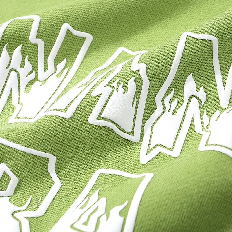 Plain Letter Print Kangaroo Pocket Hoodies