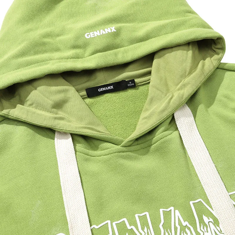 Plain Letter Print Kangaroo Pocket Hoodies