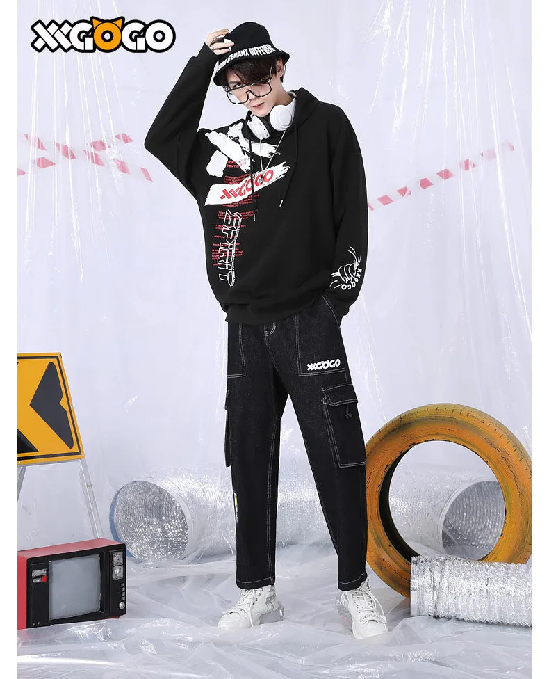 Plain Spray Letter Print Cotton Hoodies