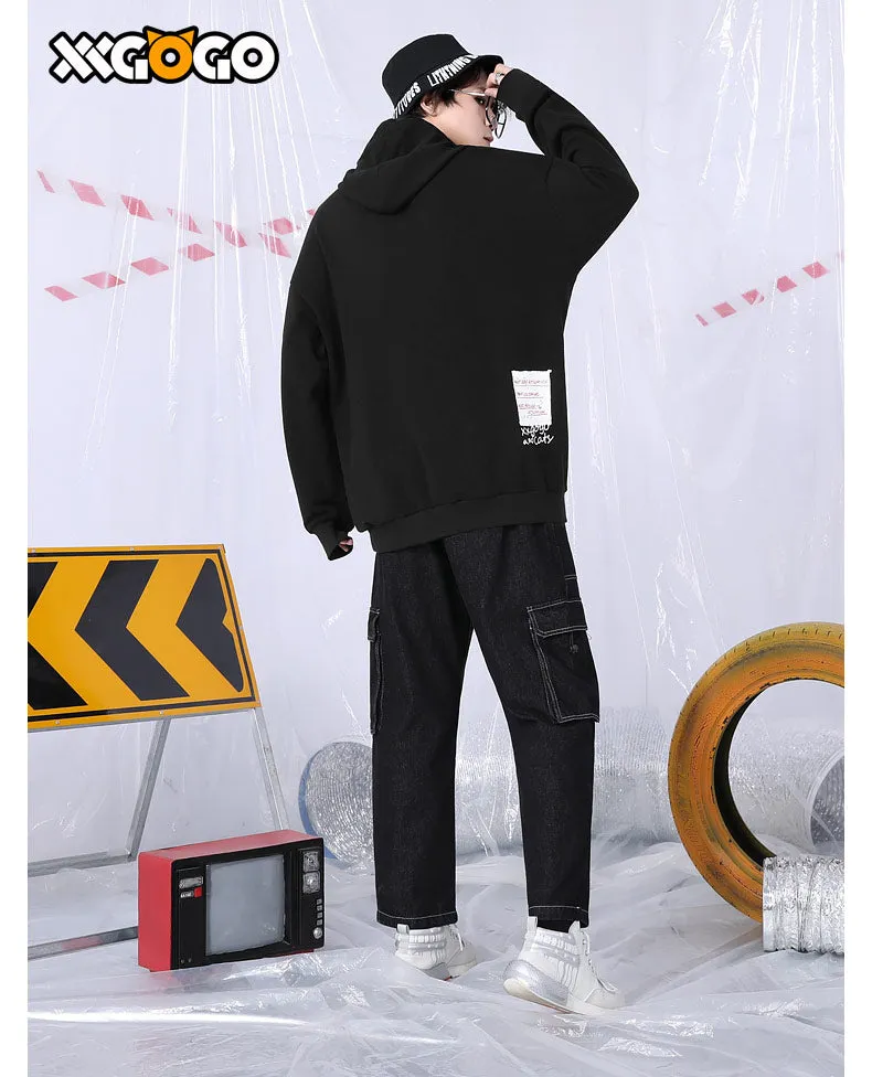 Plain Spray Letter Print Cotton Hoodies