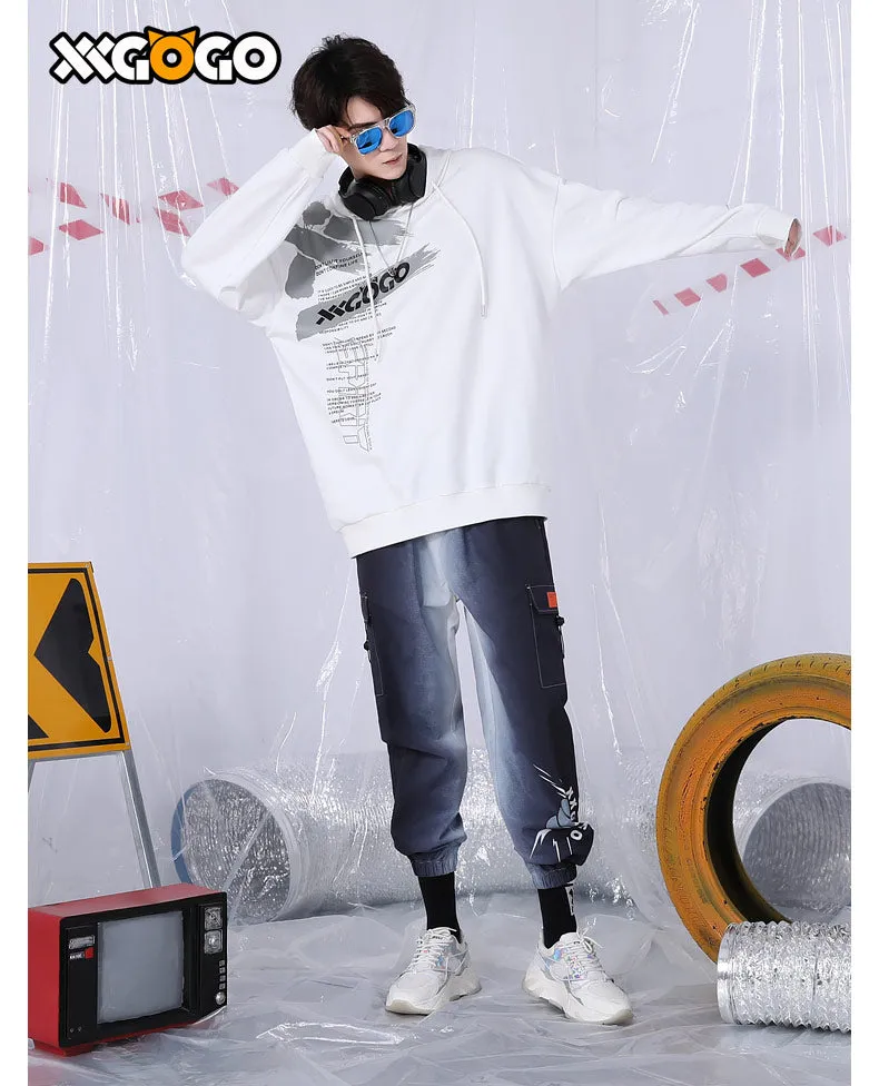 Plain Spray Letter Print Cotton Hoodies