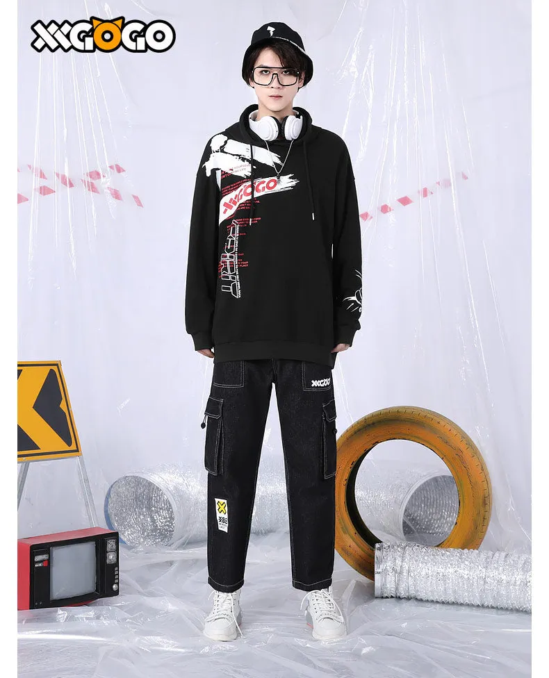 Plain Spray Letter Print Cotton Hoodies