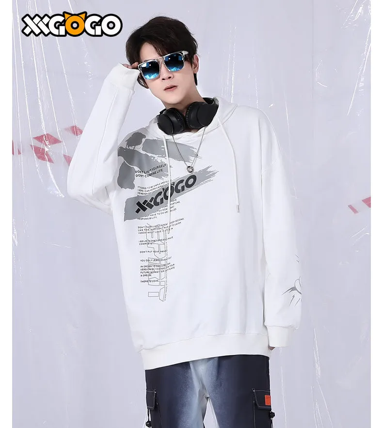 Plain Spray Letter Print Cotton Hoodies