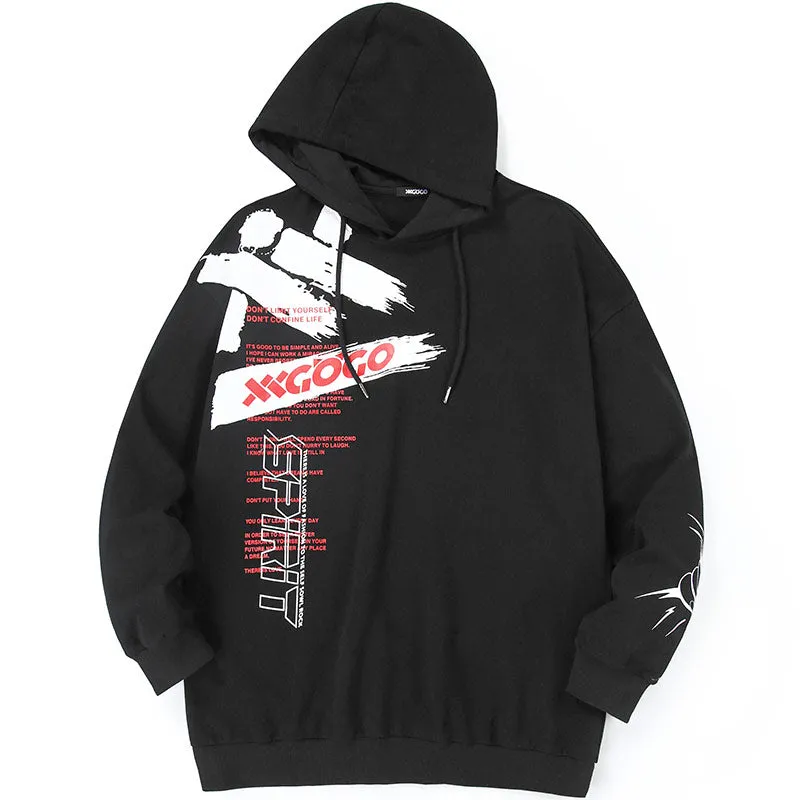 Plain Spray Letter Print Cotton Hoodies