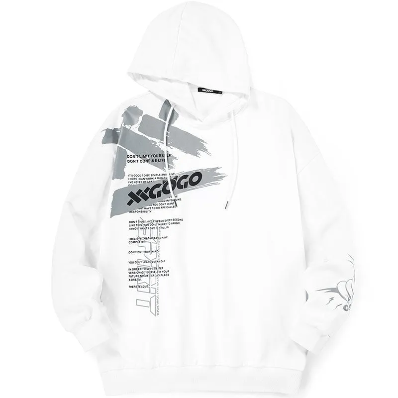 Plain Spray Letter Print Cotton Hoodies