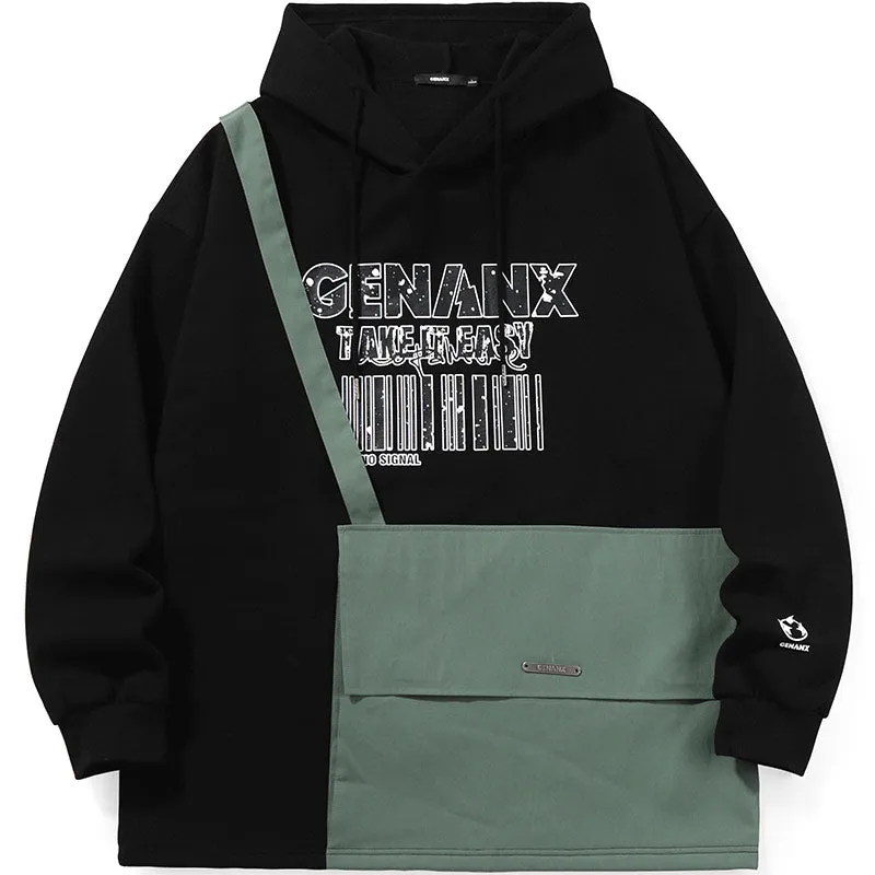 Print Crossbody Bag Patchwork Hoodies