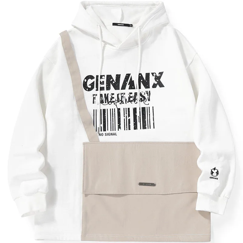 Print Crossbody Bag Patchwork Hoodies