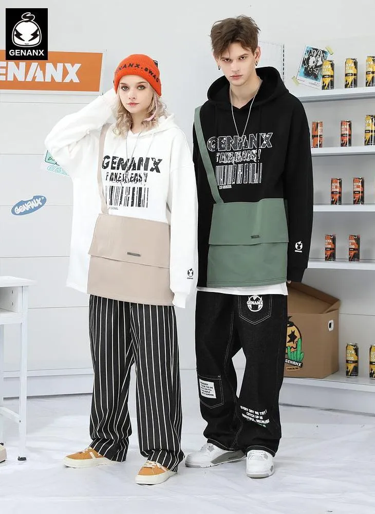 Print Crossbody Bag Patchwork Hoodies