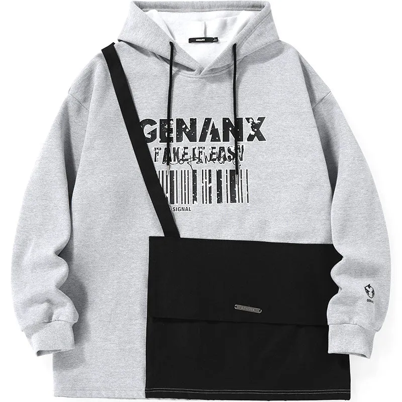 Print Crossbody Bag Patchwork Hoodies