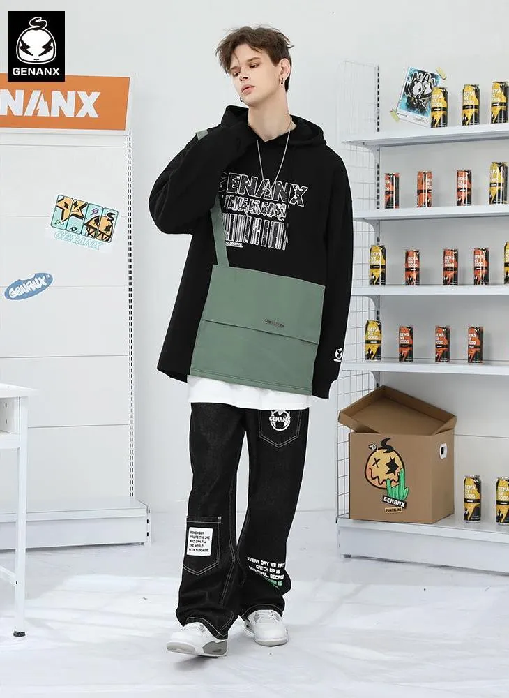 Print Crossbody Bag Patchwork Hoodies