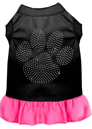 Rhinestone Clear Paw Dress Black With Bright Pink Lg