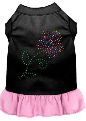 Rhinestone Multi Flower Dress Black With Light Pink Xl