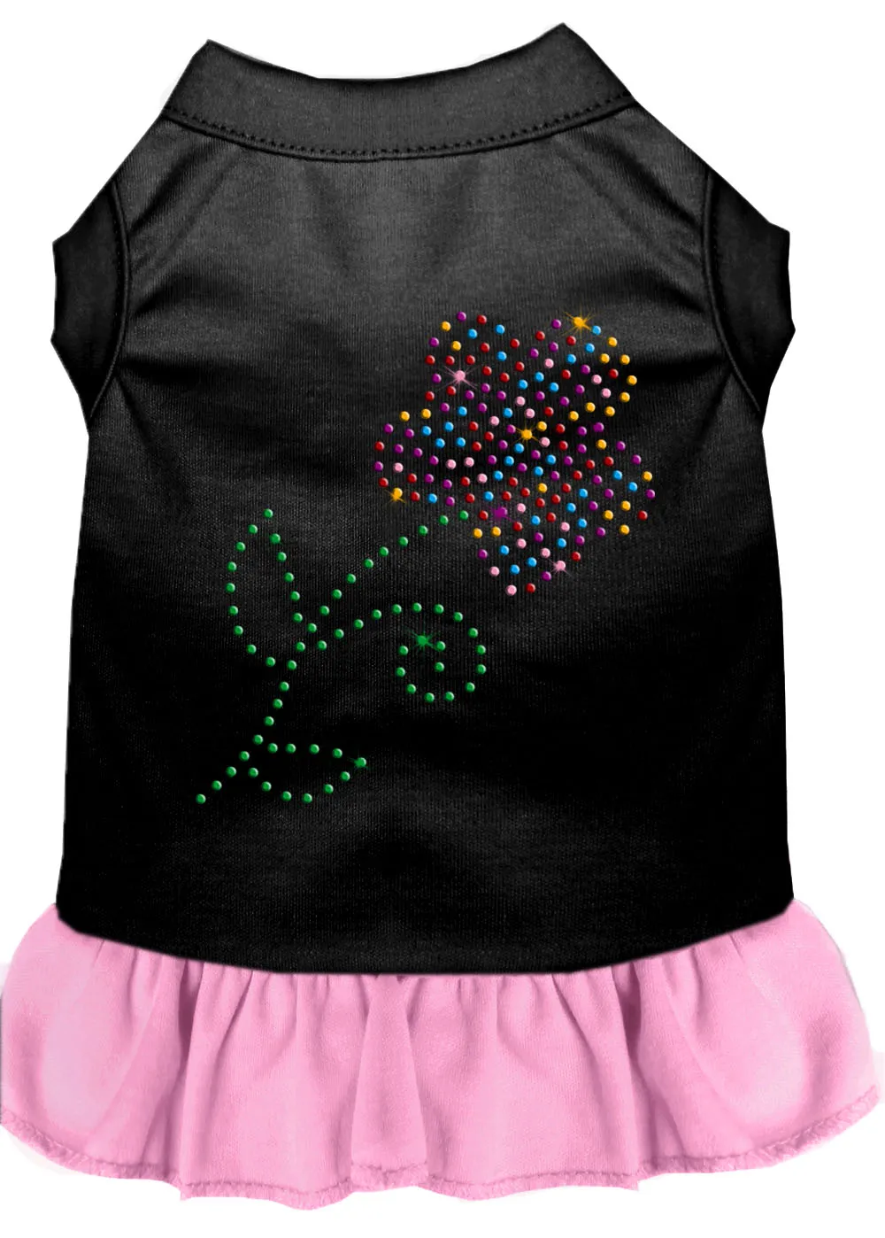 Rhinestone Multi Flower Dress Black With Light Pink Xl