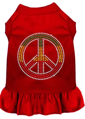 Rhinestone Rasta Peace Dress Red 4x