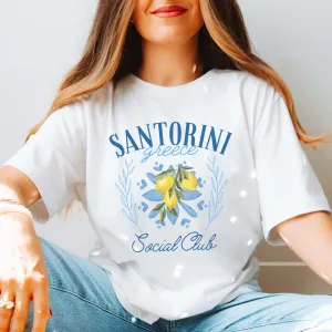 Santorini Greece Social Club Comfort Color Tee - Wholesale Trending Tee