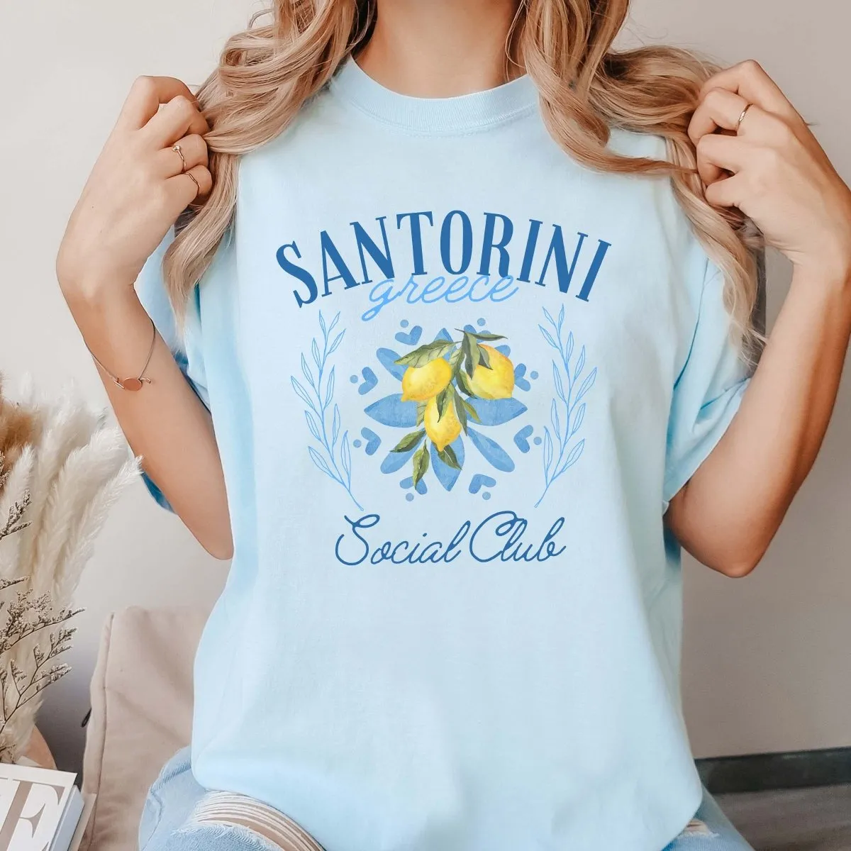 Santorini Greece Social Club Comfort Color Tee - Wholesale Trending Tee