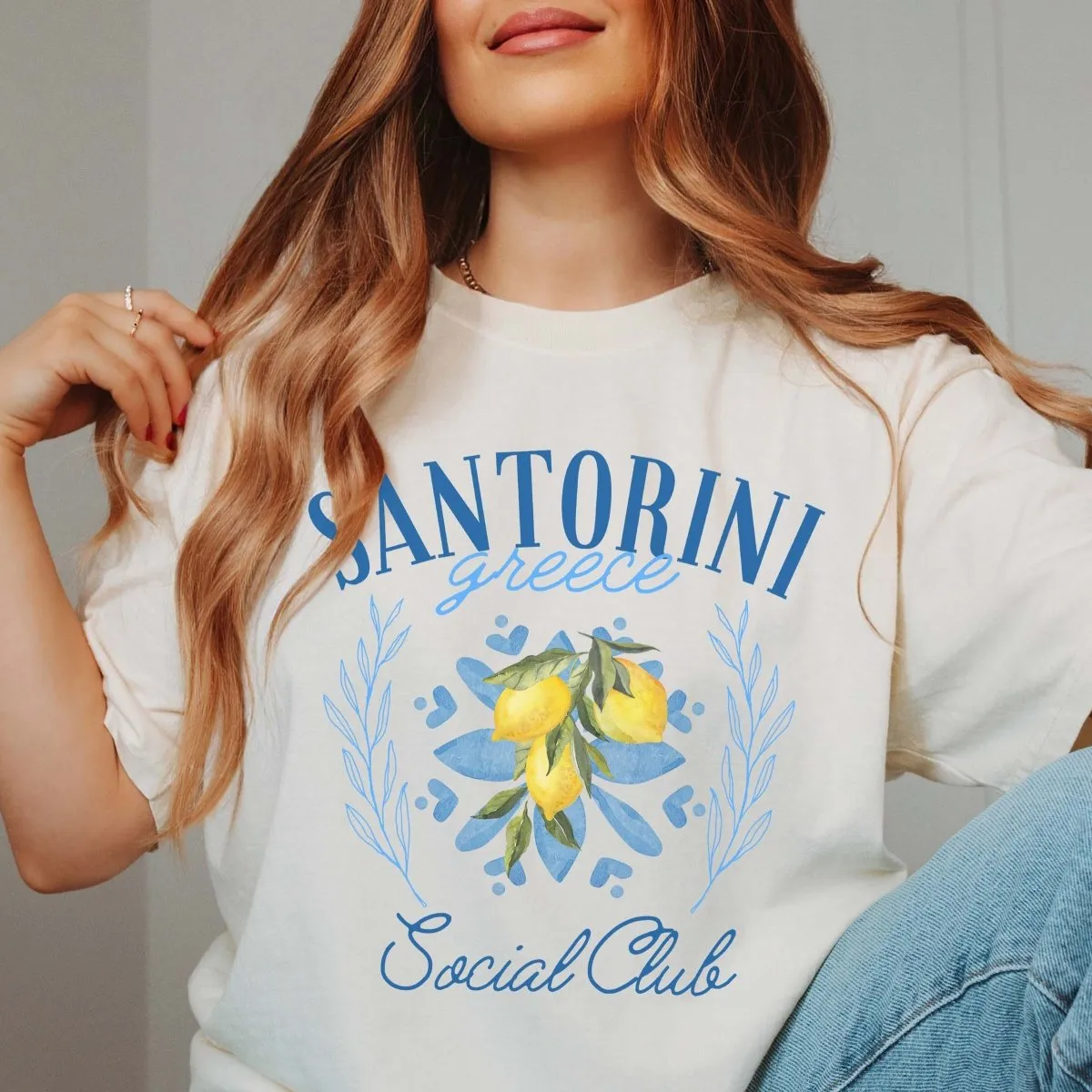 Santorini Greece Social Club Comfort Color Tee - Wholesale Trending Tee