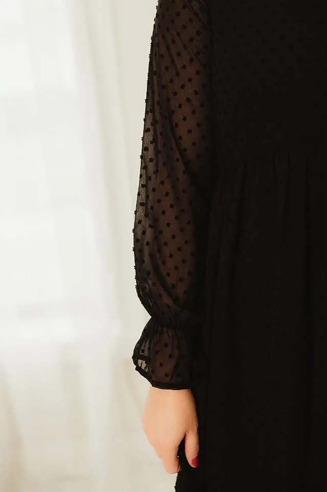 Swiss Dot V Neck Dress