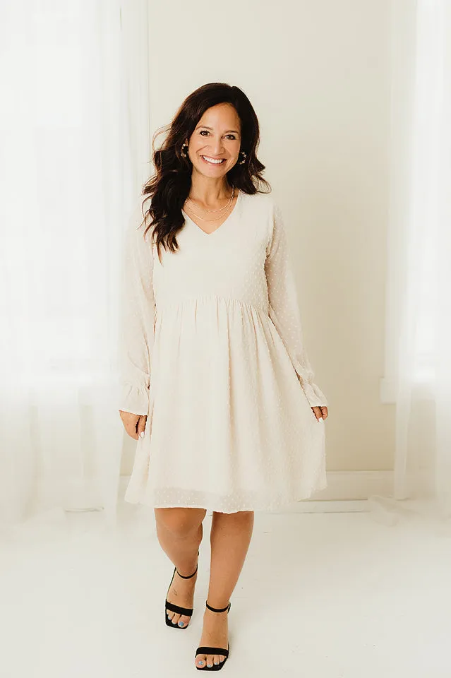 Swiss Dot V Neck Dress
