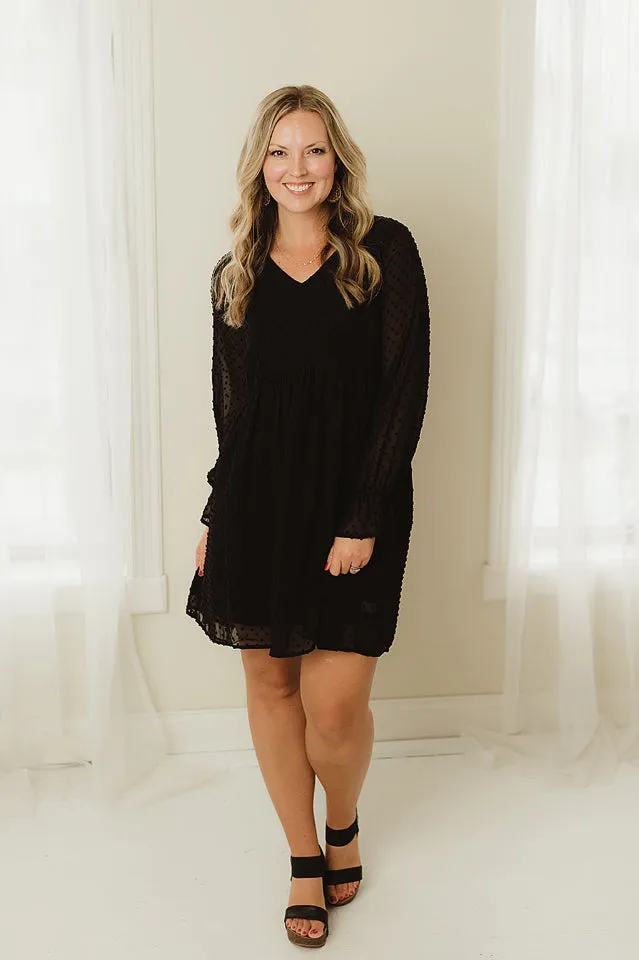 Swiss Dot V Neck Dress