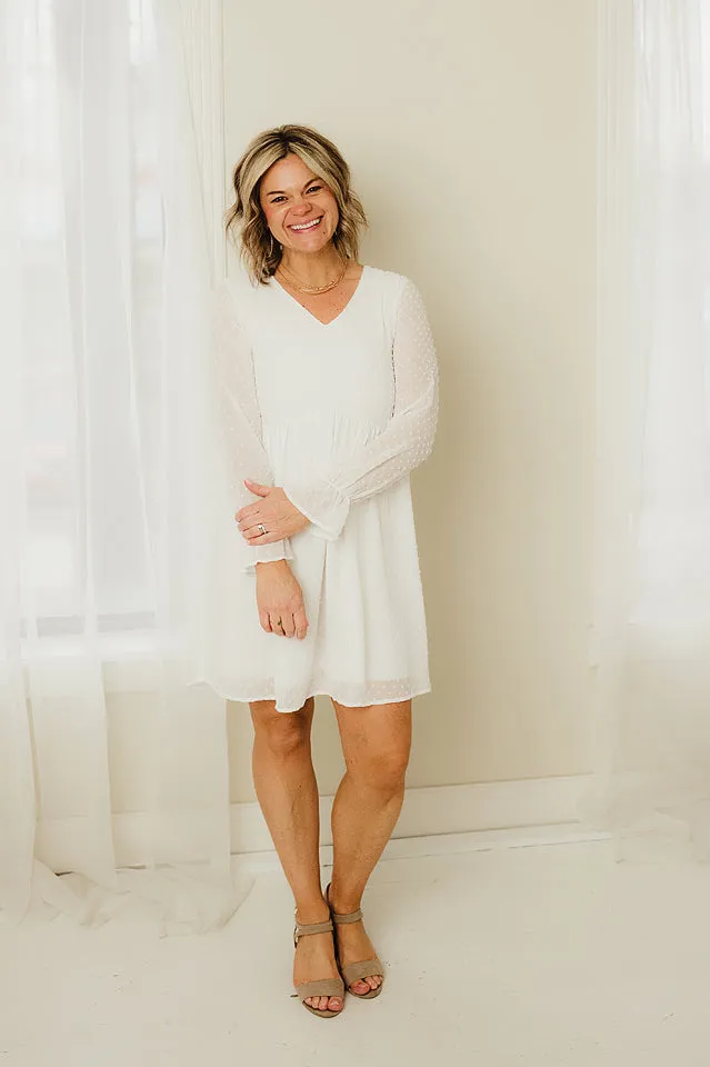 Swiss Dot V Neck Dress