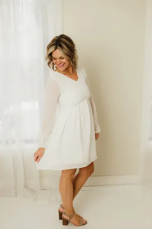 Swiss Dot V Neck Dress