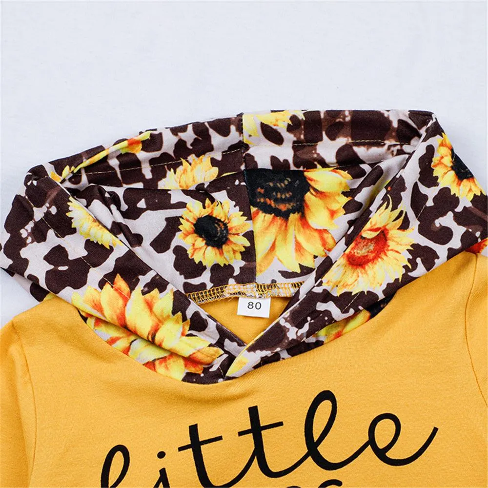 Toddler Girls Letter Floral Printed Hooded Top & Pants Girl Wholesale