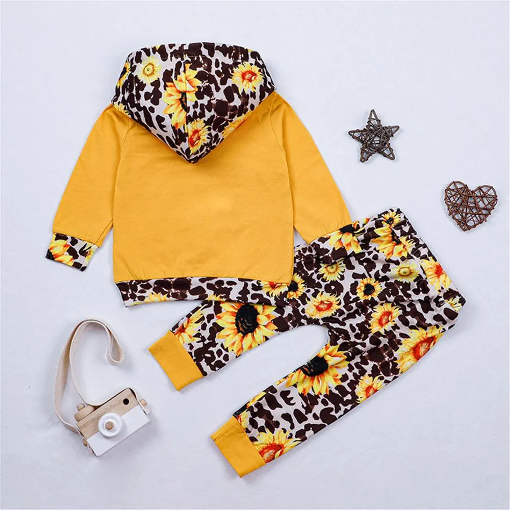Toddler Girls Letter Floral Printed Hooded Top & Pants Girl Wholesale