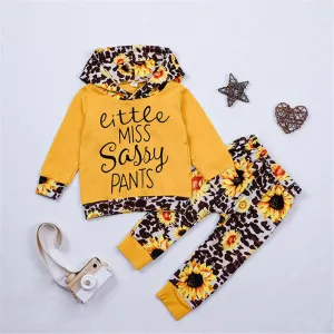 Toddler Girls Letter Floral Printed Hooded Top & Pants Girl Wholesale