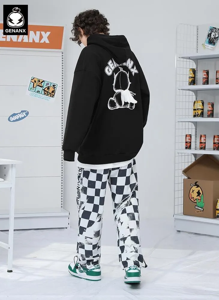 Wing Print Raglan Sleeve Pullover Hoodies