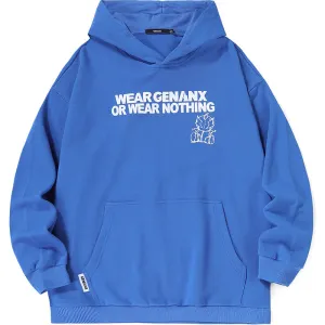 Wing Print Raglan Sleeve Pullover Hoodies