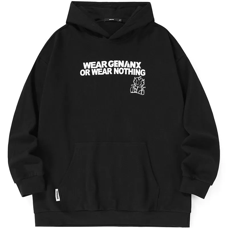 Wing Print Raglan Sleeve Pullover Hoodies