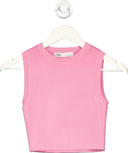 Zara Pink Sleeveless Crop Top UK S