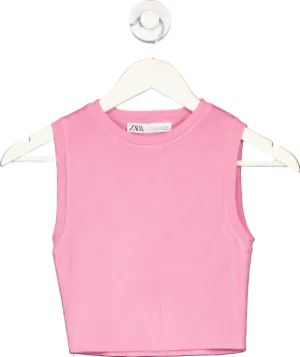 Zara Pink Sleeveless Crop Top UK S